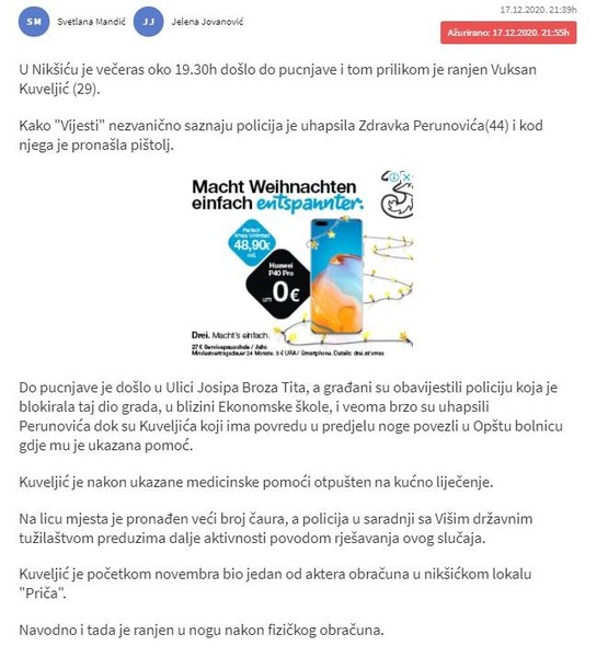 Montenegro-avmp/Pucnjava-u-Niksicu_-Kuveljic-ranjen-Perunovic-uhapsen_2