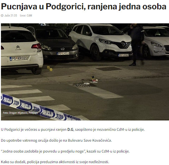 Montenegro-avmp/Pucnjava-u-Podgorici-ranjena-jedna-osoba---CdM