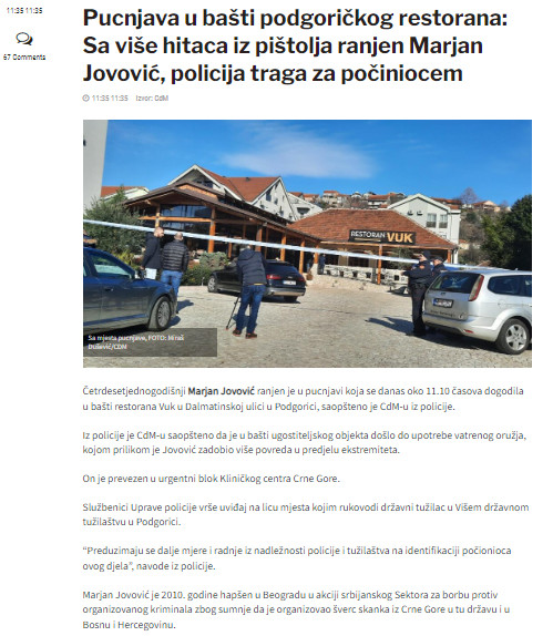Montenegro-avmp/Pucnjava-u-basti-podgorickog-restorana-sa-vise-hitaca-iz-pistolja-ranjen-M
