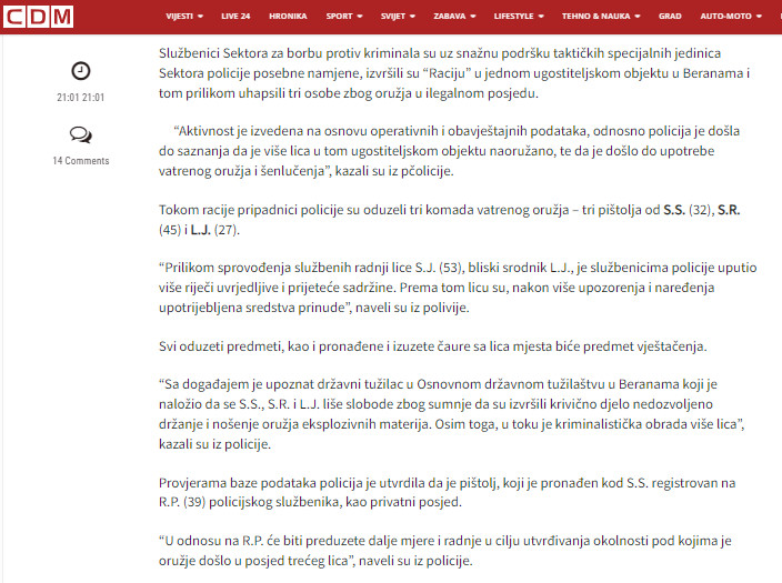 Montenegro-avmp/Racija-u-Beranama_-Uhapsene-tri-osobe-zbog-oruzja-u-ilegalnom-posjedu---C