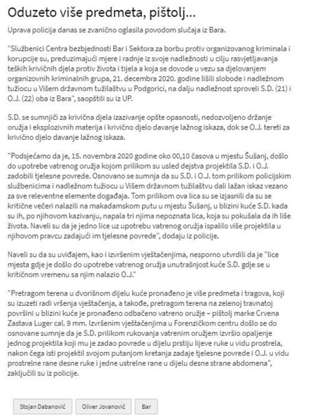 Montenegro-avmp/Ranili-se-cisteci-pistolj-prijavili-pokusaj-ubistva_3