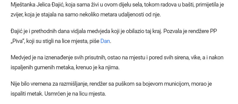 Montenegro-avmp/Rendzeri-usmrtili-medvjeda-u-Pivi-mjestanka-ga-uocila-tokom-radova-u-basti_1