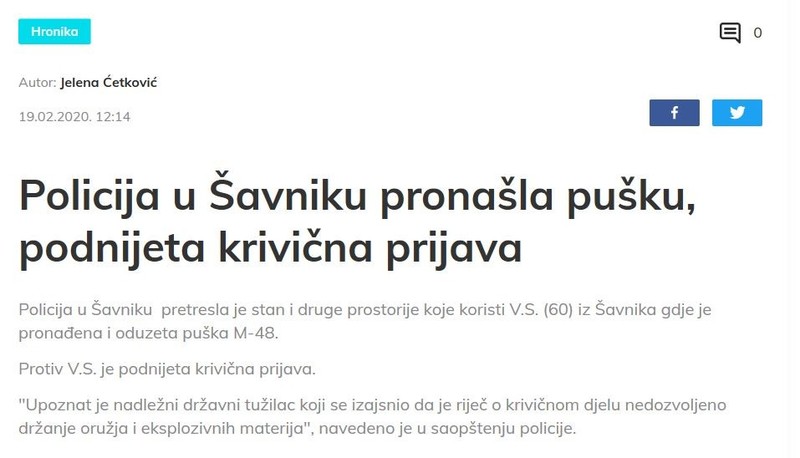 Montenegro-avmp/Rifle-seizure