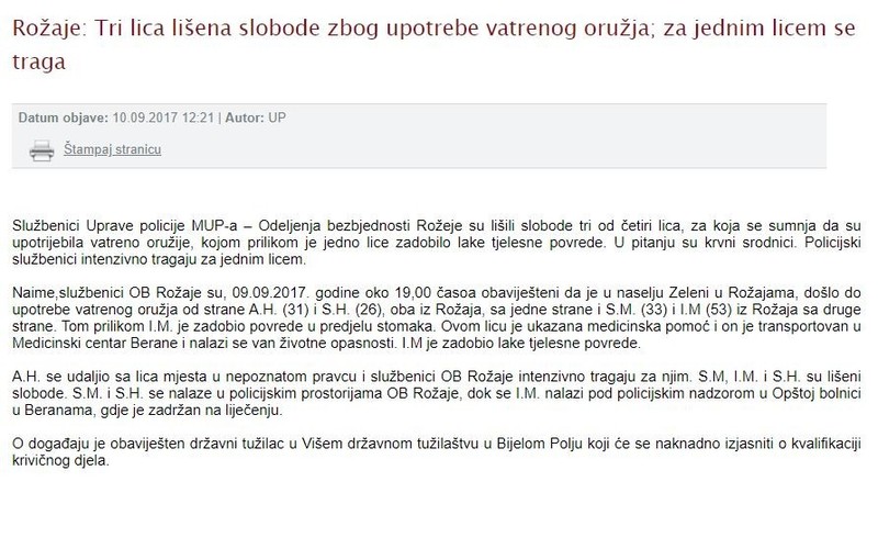 Montenegro-avmp/Rozaje--Tri-lica-lisena-slobode-zbog-upotrebe-vatrenog-oruzja-za-jednim-li