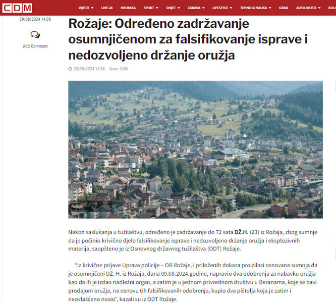Montenegro-avmp/Rozaje_-Odredeno-zadrzavanje-osumnjicenom-za-falsifikovanje-isprave-i-nedo