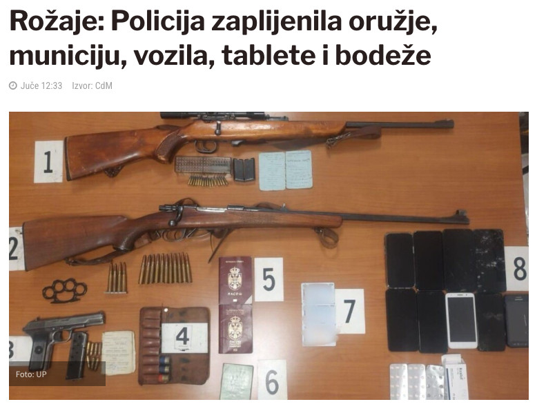 Montenegro-avmp/Rozaje_-Policija-zaplijenila-oruzje-municiju-vozila-tablete-i-bodeze---CdM