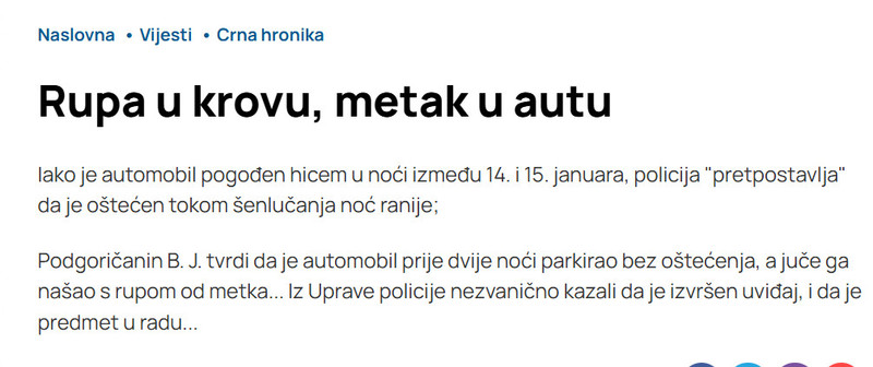 Montenegro-avmp/Rupa-u-krovu-metak-u-autu