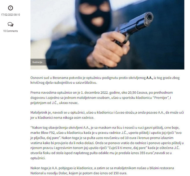 Montenegro-avmp/Sa-maskom-na-licu-i-gasnim-pistoljem-upao-u-kladionicu