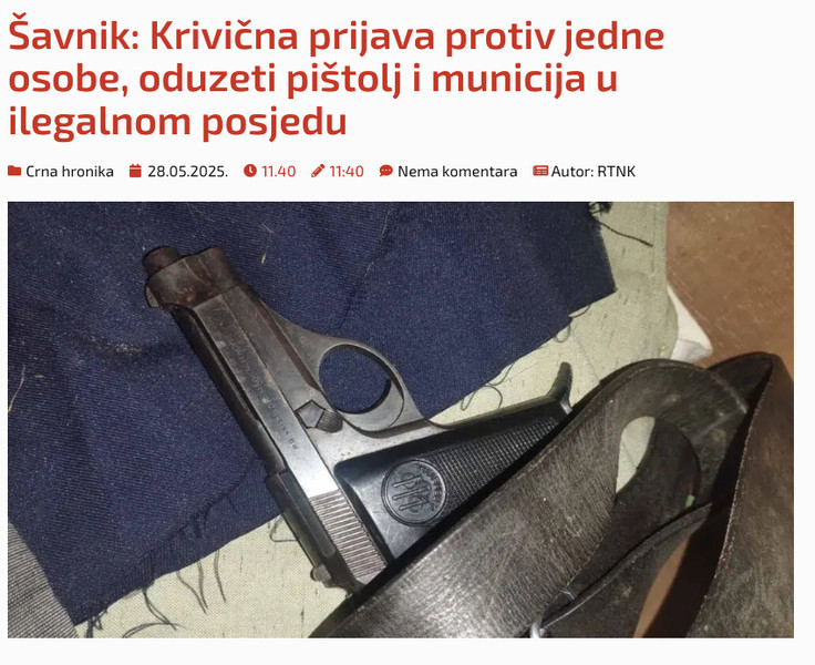 Montenegro-avmp/Savnik_-Krivicna-prijava-protiv-jedne-osobe-oduzeti-pistolj-i-municija-u-i