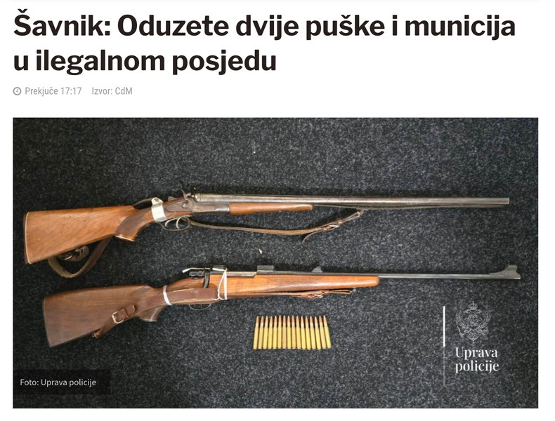 Montenegro-avmp/Savnik_-Oduzete-dvije-puske-i-municija-u-ilegalnom-posjedu---CdM