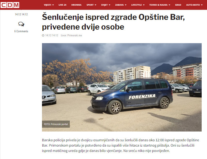 Montenegro-avmp/Senlucenje-ispred-zgrade-Opstine-Bar-privedene-dvije-osobe---CdM