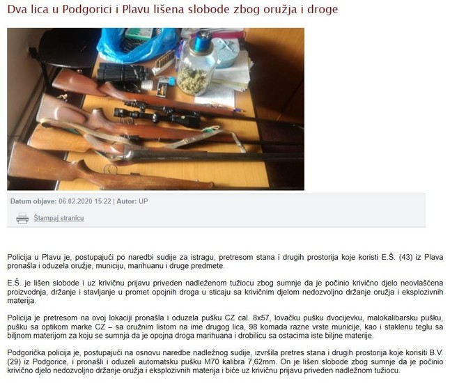 Montenegro-avmp/Several-SALW-seized_1