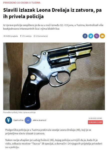 Montenegro-avmp/Slavili-izlazak-Leona-Dresaja-iz-zatvora-pa-ih-privela-policija