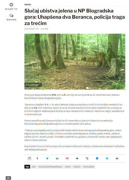 Montenegro-avmp/Slucaj-ubistva-jelena-u-NP-Biogradska-gora_-Uhapsena-dva-Beranca-policija-