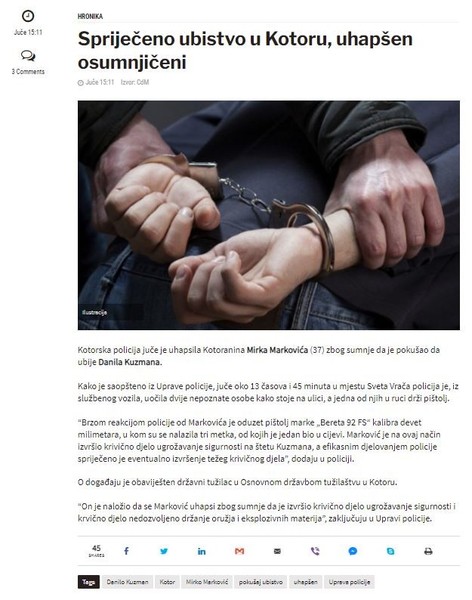 Montenegro-avmp/Sprijeceno-ubistvo-u-Kotoru-uhapsen-osumnjiceni