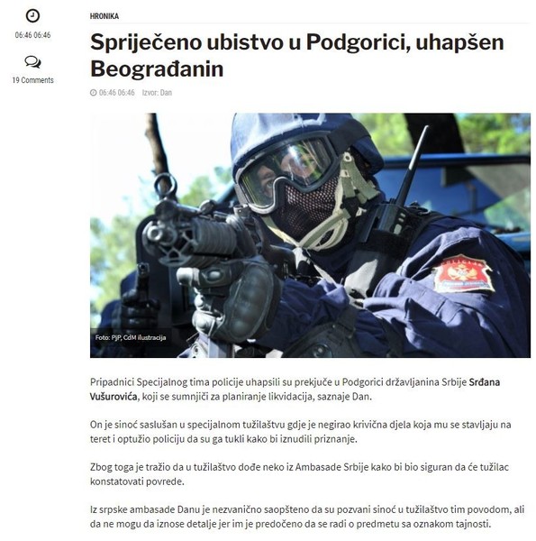 Montenegro-avmp/Sprijeceno-ubistvo-u-Podgorici-uhapsen-Beogradanin