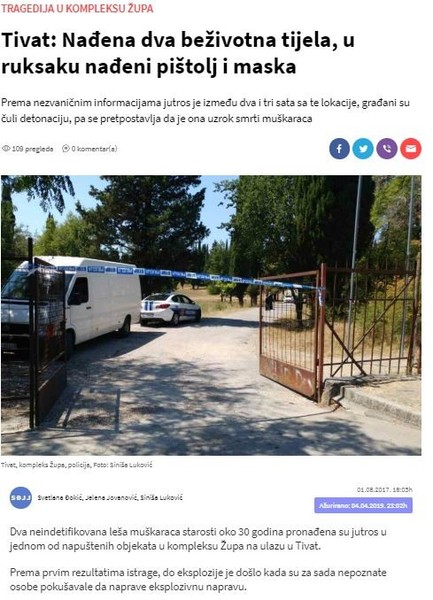Montenegro-avmp/Tivat_-Nadena-dva-bezivotna-tijela-u-ruksaku-nadeni-pistolj-i-maska