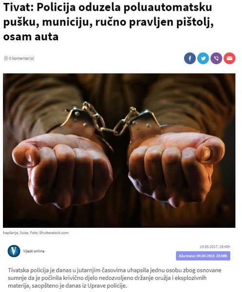Montenegro-avmp/Tivat_-Policija-oduzela-poluautomatsku-pusku-municiju-rucno-pravljen-pisto_1