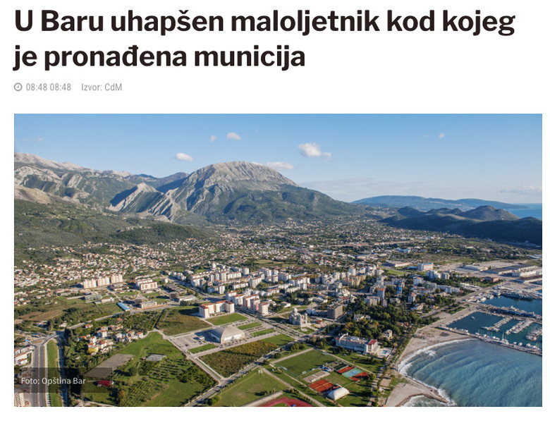 Montenegro-avmp/U-Baru-uhapsen-maloljetnik-kod-kojeg-je-pronadena-municija---CdM
