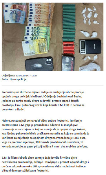 Montenegro-avmp/U-Budvi-uhapsena-osoba-kod-koje-je-pronaden-kokain