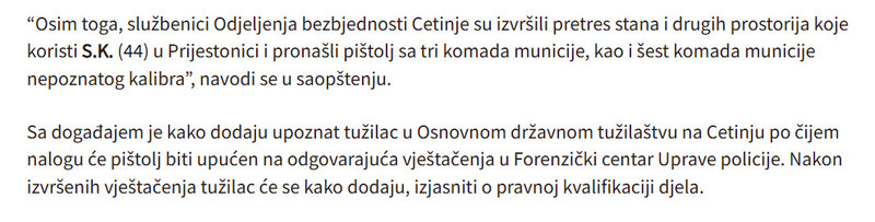 Montenegro-avmp/U-Danilovgradu-i-Cetinju-oduzeto-sest-komada-vatrenog-oruzja-i-preko-400-komada-municije-jedna-osoba-uhapsena_2