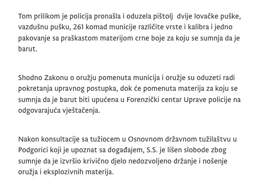 Montenegro-avmp/U-Danilovgradu-pretresom-pronadeno-i-oduzeto-oruzje-municija-i-barut2