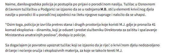 Montenegro-avmp/U-Danilovgradu-uhapsen-osumnjiceni-za-2