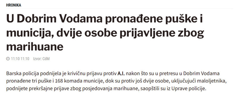 Montenegro-avmp/U-Dobrim-Vodama-pronadene-puske-i-municija-dvije-osobe-prijavljene-zbog-marihuane_1