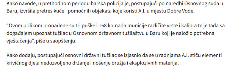 Montenegro-avmp/U-Dobrim-Vodama-pronadene-puske-i-municija-dvije-osobe-prijavljene-zbog-marihuane