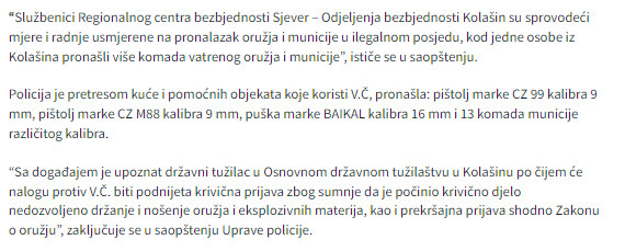 Montenegro-avmp/U-Kolasinu-pronadena-veca-kolicina-vatrenog-oruzja-i-municije-2