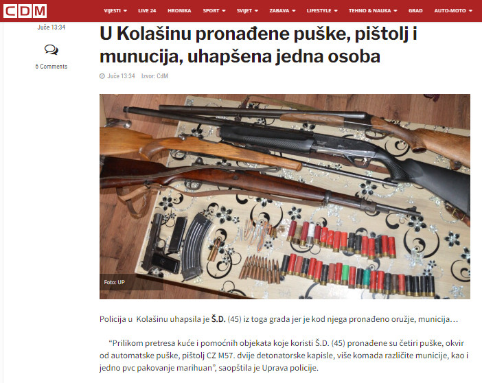 Montenegro-avmp/U-Kolasinu-pronadene-puske-pistolj-i-munucija-uhapsena-jedna-osoba---CdM1
