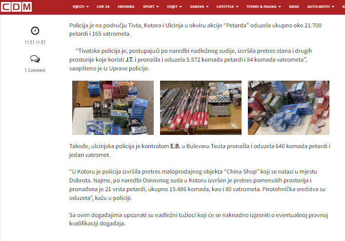 Montenegro-avmp/U-Kotoru-Tivtu-i-Ulcinju-oduzeto-preko-20-hiljada-komada-pirotehnickih-sr_2