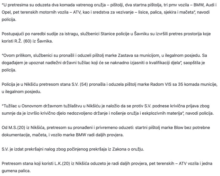 Montenegro-avmp/U-Niksicu-oduzeta-maceta-sredstva-za-vezivanje-pistolji---Volim-Podgoricu1_2