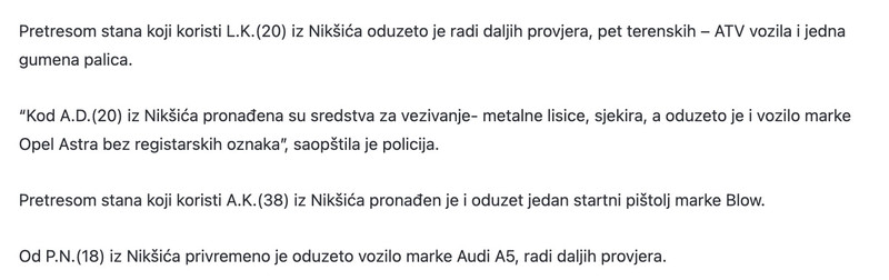 Montenegro-avmp/U-Niksicu-oduzeta-maceta-sredstva-za-vezivanje-pistolji---Volim-Podgoricu2_1