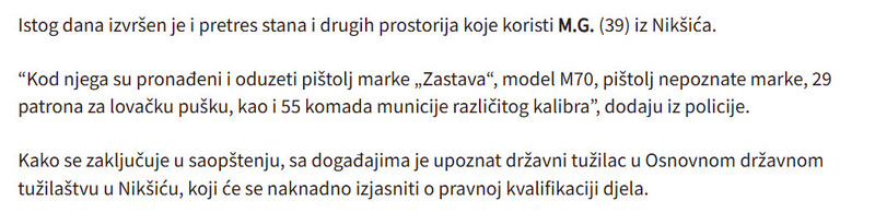 Montenegro-avmp/U-Niksicu-oduzeto-oruzje-i-municija_2