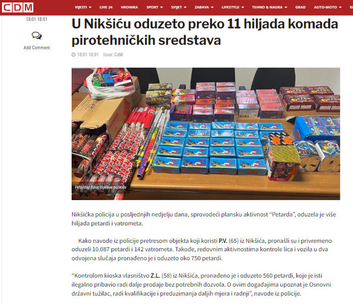 Montenegro-avmp/U-Niksicu-oduzeto-preko-11-hiljada-komada-pirotehnickih-sredstava---CdM_1