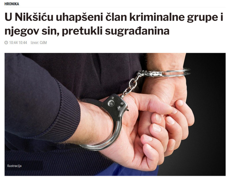 Montenegro-avmp/U-Niksicu-uhapseni-clan-kriminalne-grupe-i-njegov-sin-pretukli-sugradanina_1