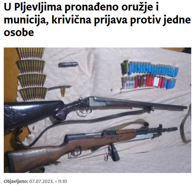 Montenegro-avmp/U-Pljevljima-pronadeno-oruzje-i-municija-krivicna-prijava-protiv-jedne-os