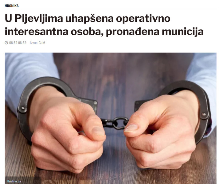 Montenegro-avmp/U-Pljevljima-uhapsena-operativno-interesantna-osoba-pronadena-municija