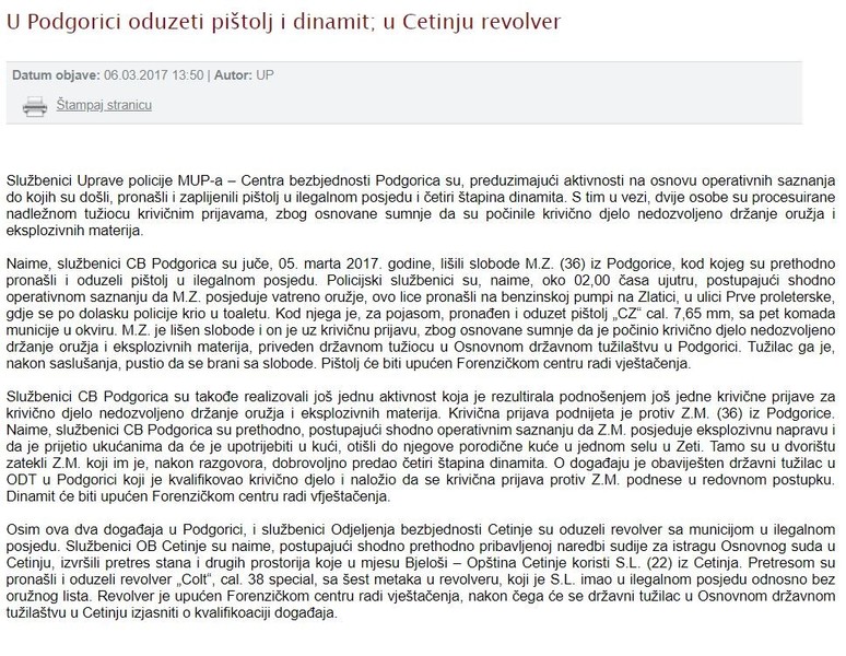 Montenegro-avmp/U-Podgorici-oduzeti-pistolj-i-dinamit-u-Cetinju-revolver_2