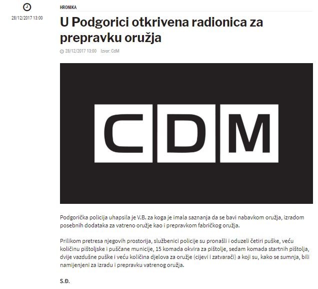 Montenegro-avmp/U-Podgorici-otkrivena-radionica-za-prepravku-oruzja