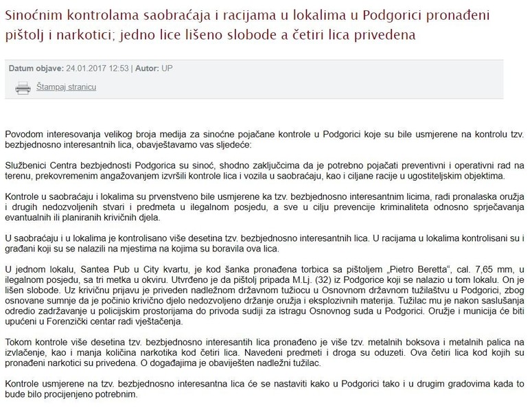 Montenegro-avmp/U-Podgorici-pronadeni-pistolj-i-narkotici