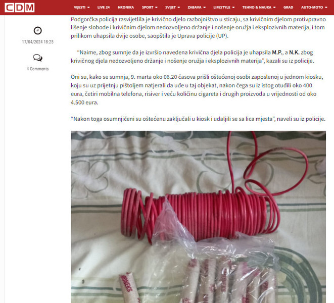 Montenegro-avmp/U-Podgorici-uhapsene-dvije-osobe_-Ukrali-novac-mobilne-telefone-cigarete-p_2