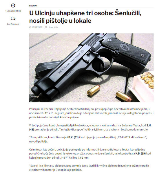 Montenegro-avmp/U-Ulcinju-uhapsene-tri-osobe_-Senlucili-nosili-pistolje-u-lokale---CdM