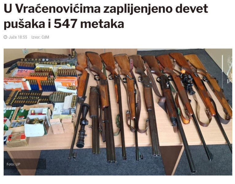 Montenegro-avmp/U-Vracenovicima-zaplijenjeno-devet-pusaka-i-547-metaka---CdM