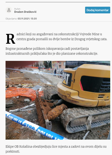 Montenegro-avmp/U-centru-Kolasina-pronadene-dvije-bombe-iz-Drugog-svjetskog-rata