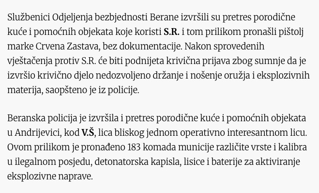 Montenegro-avmp/U-pretresima-na-sjeveru-kontrolisana-OIL_-Pronadeni-pistolji-puska-263-kom_1