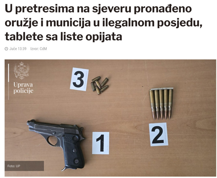 Montenegro-avmp/U-pretresima-na-sjeveru-pronadeno-oruzje-i-municija-u-ilegalnom-posjedu-ta_3