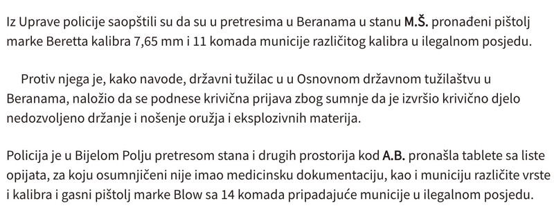 Montenegro-avmp/U-pretresima-na-sjeveru-pronadeno-oruzje-i-municija-u-ilegalnom-posjedu-ta_4