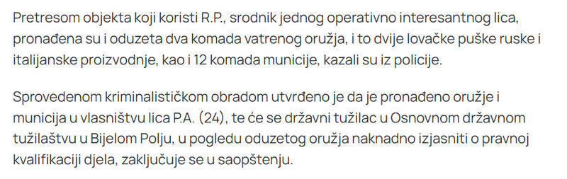 Montenegro-avmp/U-pretresima-u-Bijelom-Polju-oduzeto-pet-komada-vatrenog-oruzja-i-municija_3